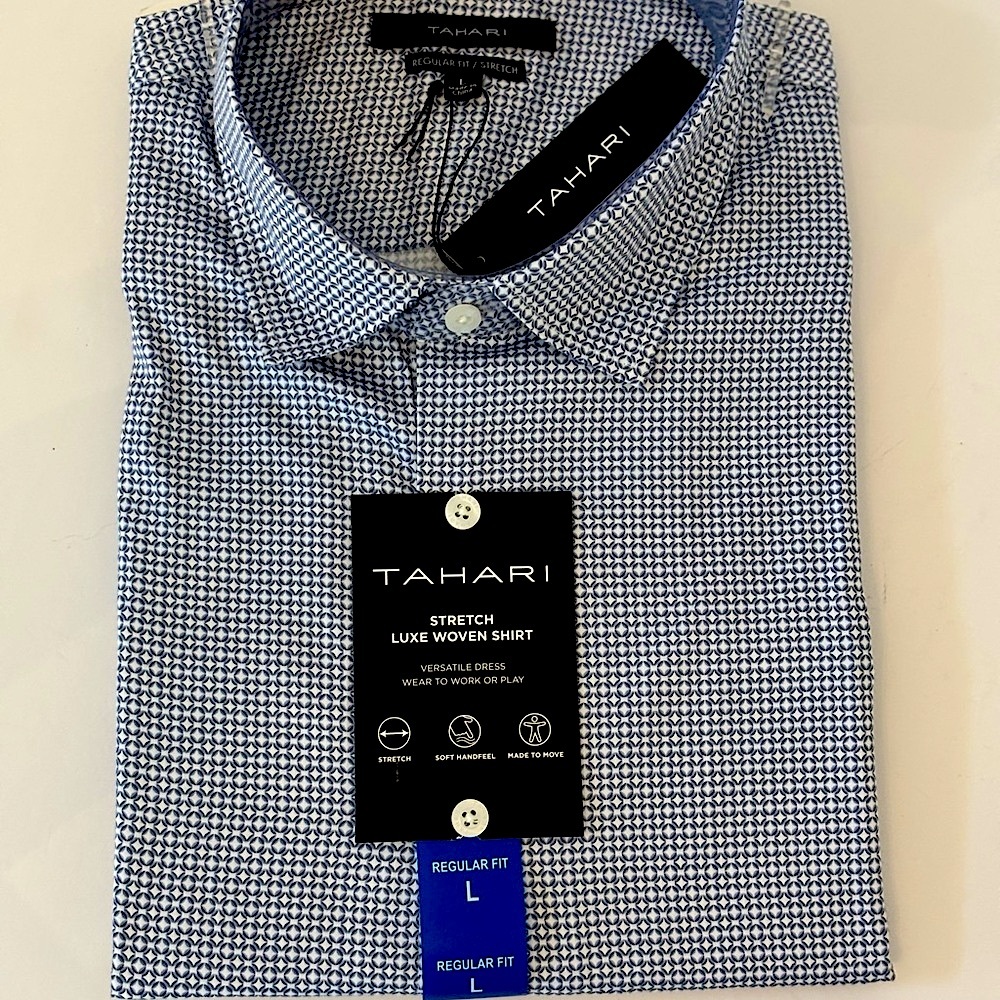 Tahari men’s Blue Dress Shirt Classic Business Style Regular fit. Large
